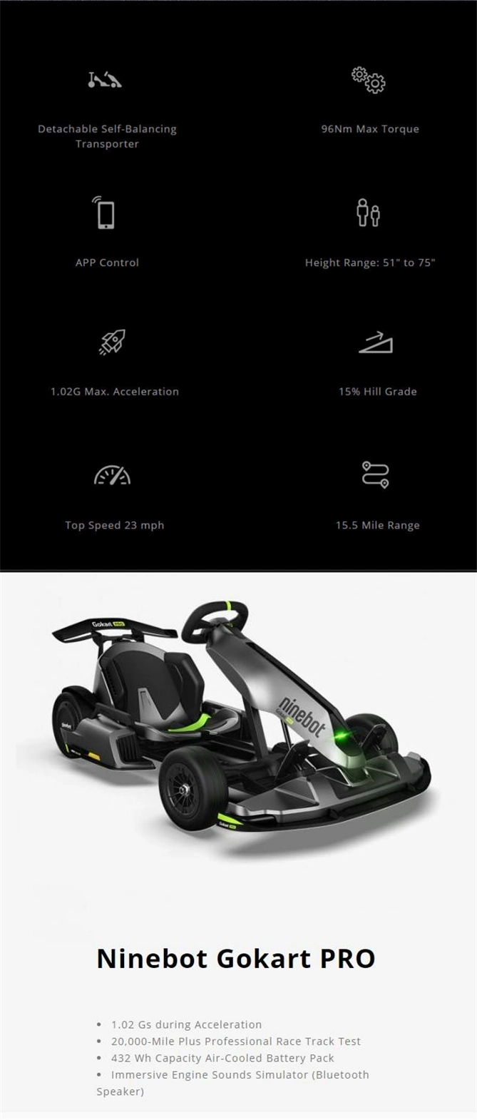 Ninebot Seg Way Xiaomi off Road Gokart PRO Speed 37km/H Professional Car Racing Go-Kart Go Kart Karting Electric Go Karts